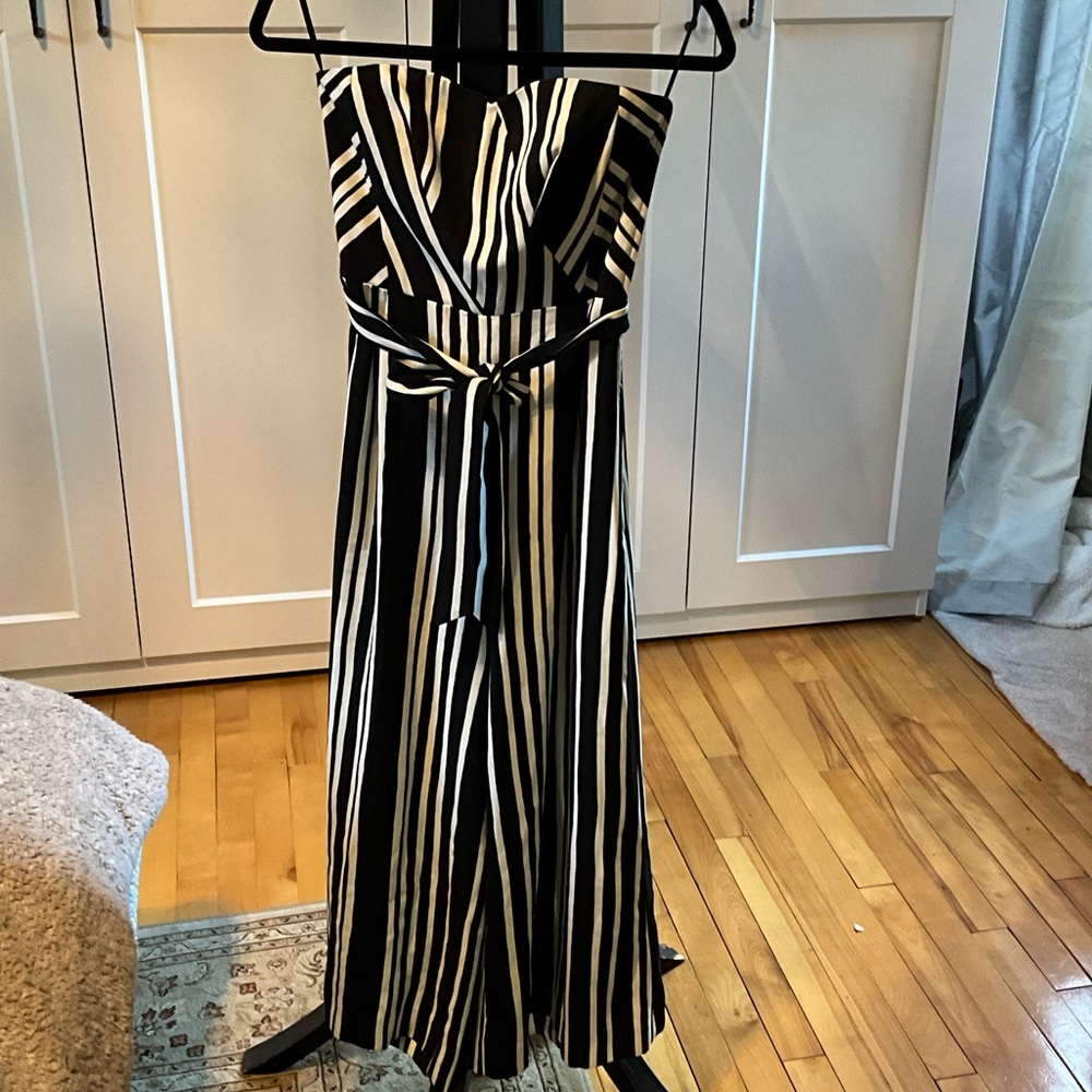 H&M Black and White Striped Jumpsuit